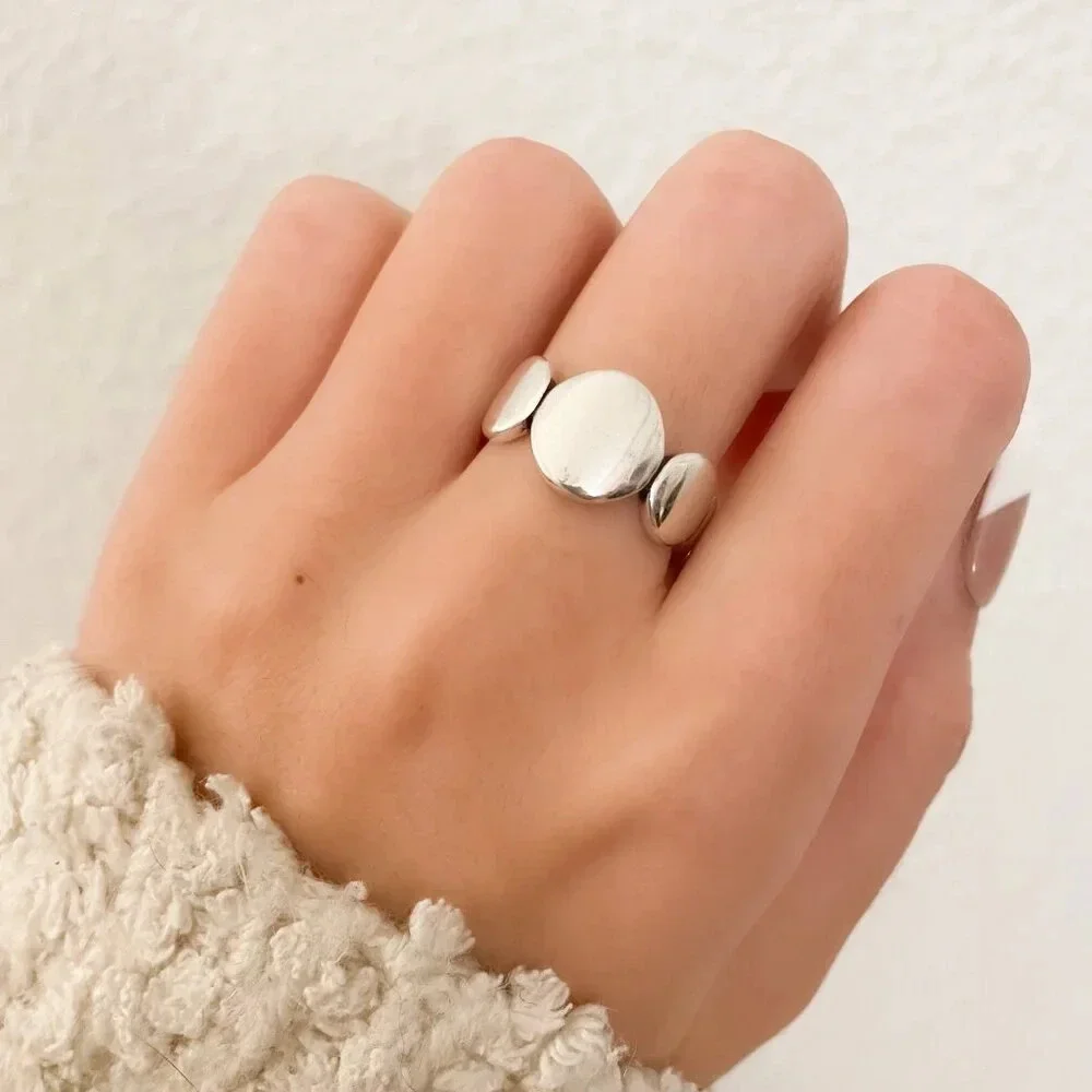 925 Sterling Silver Oval Ring Minimalist Ring Round Circle Ring Round Ring Band - Picture 2 of 10